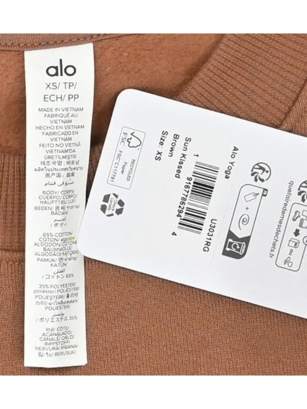 ALO Yoga Accolade Crew Neck Pullover U3031RG Sun Kissed Brown